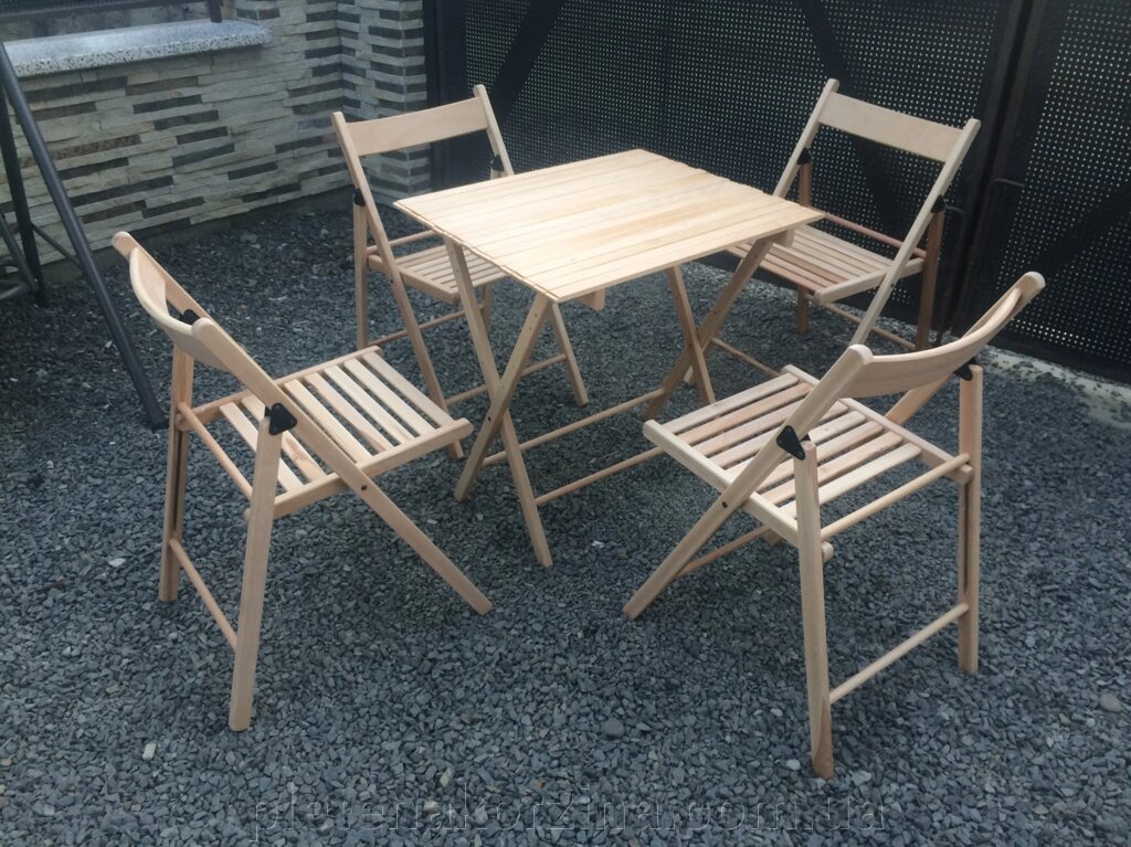 Набор складных стульев и стола из дерева Арт.774 ##от компании## Плетена корзина - ##фото## 1