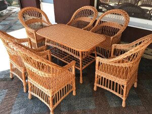 Набір плетених меблів з лози з шістьма кріслами про великим столом довжина столу 120см Арт.1225-6 в Закарпатській області от компании Плетеная корзина