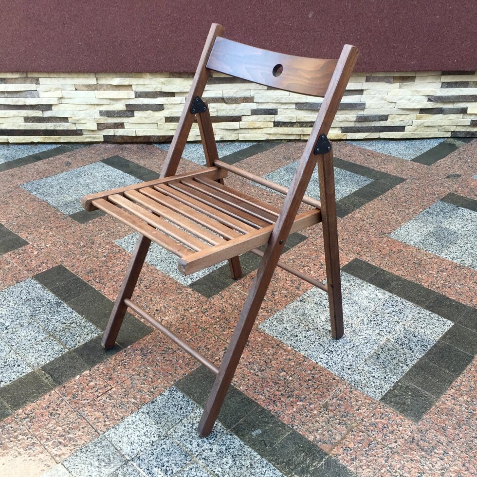 Складаний темний стілець з дерева Арт.771т від компанії Плетена корзина - фото 1