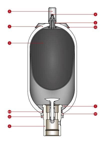 Акумулятор балонний BLAK 6-350-16,8-C-1-G-50-C-X-5 від компанії Гідравлік Лайн - фото 1