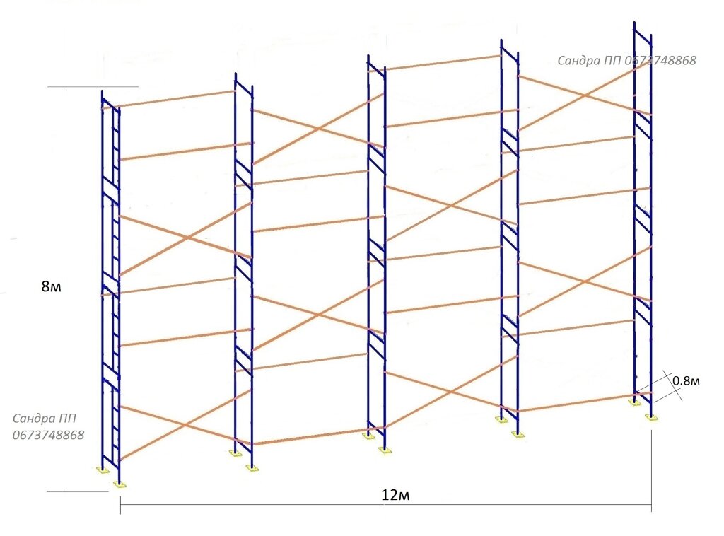 Риштування 0,8м - 96м2 Економ від компанії Риштування будівельне, алюмінієві драбини та вишки-тури / Сандра ПП - фото 1