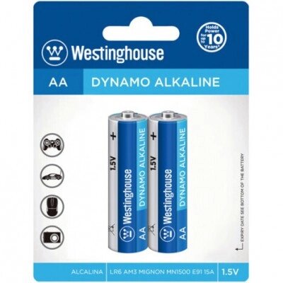 Лужна батарейка Dynamo Alkaline AA/LR6 2шт/уп blister Westinghouse LR6-BP2 від компанії ТОВ АЛЬТАВІРА - Прилади КВП, лабораторне, випробувальне обладнання - фото 1