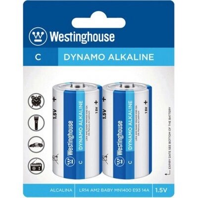 Лужна батарейка Dynamo Alkaline C/LR14 2 шт/уп блістер Westinghouse LR14-BP2 від компанії ТОВ АЛЬТАВІРА - Прилади КВП, лабораторне, випробувальне обладнання - фото 1