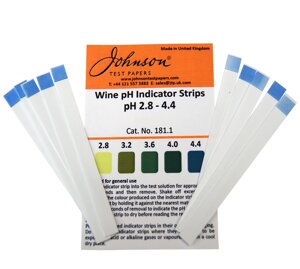 Індикаторні смужки на pH вина 2.8–4.4 JTP Wine pH Indicator Strips