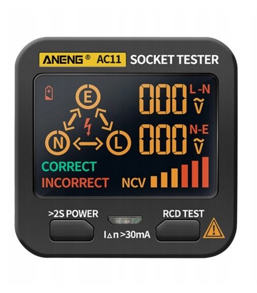 Професійний тестер розеток ANENG AC11 від компанії ТОВ АЛЬТАВІРА - Прилади КВП, лабораторне, випробувальне обладнання - фото 1