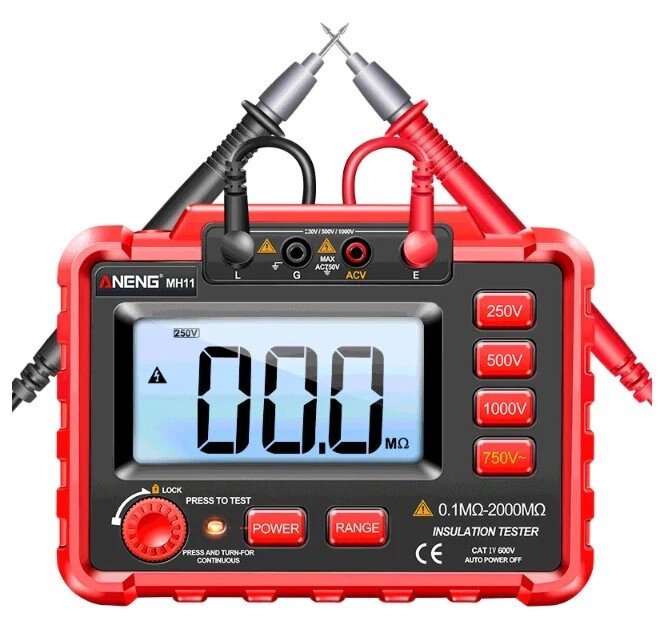 Тестер ізоляції (мегомметр) ANENG MH11 від компанії ТОВ АЛЬТАВІРА - Прилади КВП, лабораторне, випробувальне обладнання - фото 1