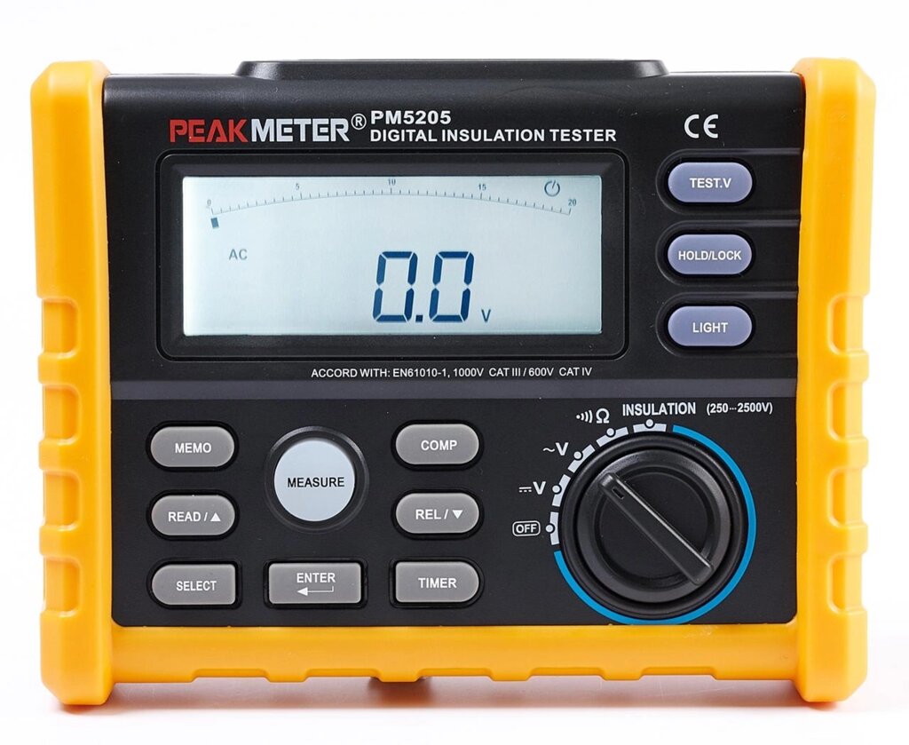 Тестер опору ізоляції Peakmeter PM5205 (мегомметр) від компанії ТОВ АЛЬТАВІРА - Прилади КВП, лабораторне, випробувальне обладнання - фото 1