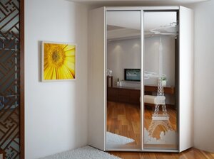 Кутова Шафа-Купе Економ №31 (дзеркало та піскоструй) (110х110х240)