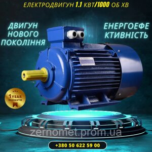 Електродвигун трифазний 1,1 кВт 1000 об/хв АЇР 80B6 (ІМ 1081) Лапа
