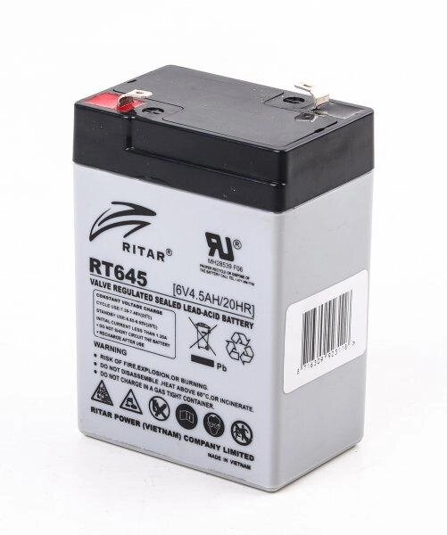 Акумуляторна батарея Ritar RT645 (6В 4.5 Ач) від компанії instrade - фото 1
