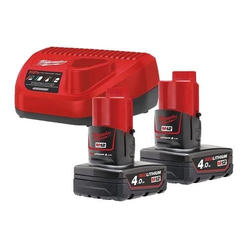 Енергокомплект Milwaukee M12 NRG-402 (B4 2 шт + НЗ/С С12С) від компанії Василь Комар - фото 1