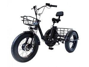 Триколісний складаний електровелосипед VELOMOTOR CARGO 500 W з кошиком (Чорний)