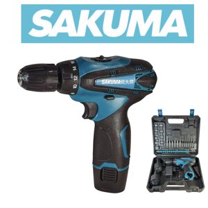 Дриль-шурупокрут акумуляторний Sakuma BLUE CDC212M SET (12В, 34 Нм, набір 23 од., зарядне та 2 батареї)
