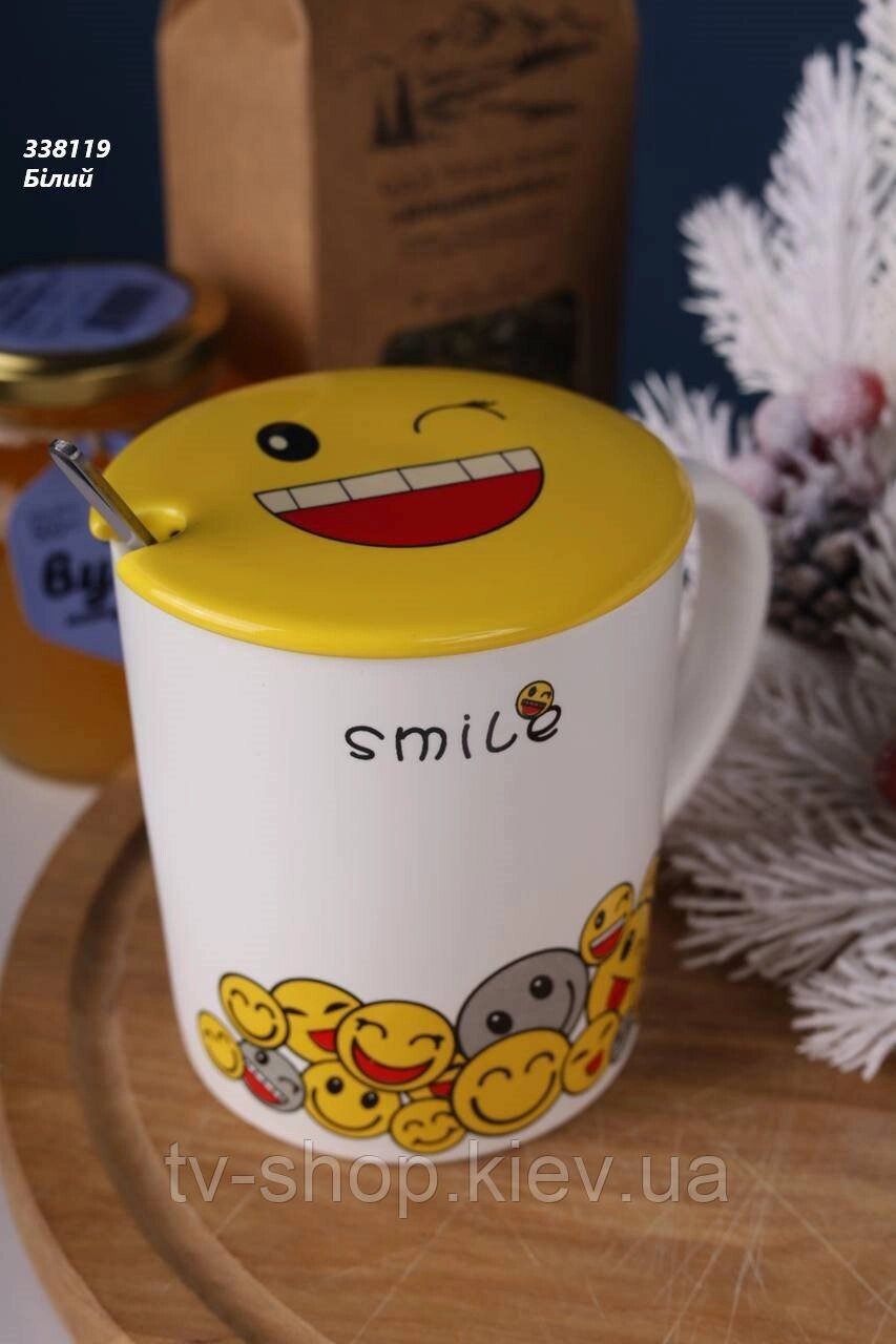 Чашка з кришкою та ложкою Smile, 425 мл від компанії ІНТЕРНЕТ МАГАЗИН * ТВ-ШОП * - фото 1