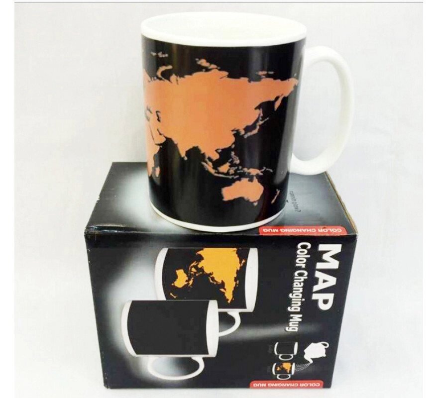 Чашка з терморисунком Карта світу (хамелеон) від компанії ІНТЕРНЕТ МАГАЗИН * ТВ-ШОП * - фото 1
