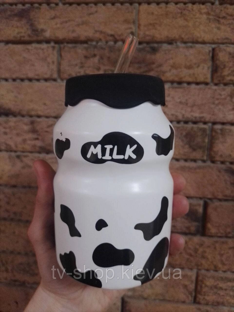 Чашка з трубочкою та кришкою "Milk" від компанії ІНТЕРНЕТ МАГАЗИН * ТВ-ШОП * - фото 1