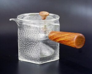Чайник зі скляним ситом + дерев’яною ручкою (500 мл) термічних значків