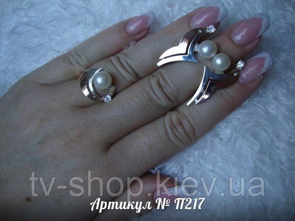 Гарнітур із срібла і золота c перлами ,розмір 17 від компанії ІНТЕРНЕТ МАГАЗИН * ТВ-ШОП * - фото 1