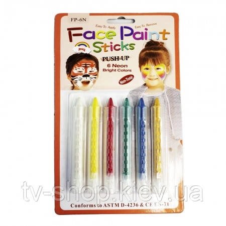 Грим карнавальний перламутровий у олівці, 6 кольорів, фарби для обличчя від компанії ІНТЕРНЕТ МАГАЗИН * ТВ-ШОП * - фото 1
