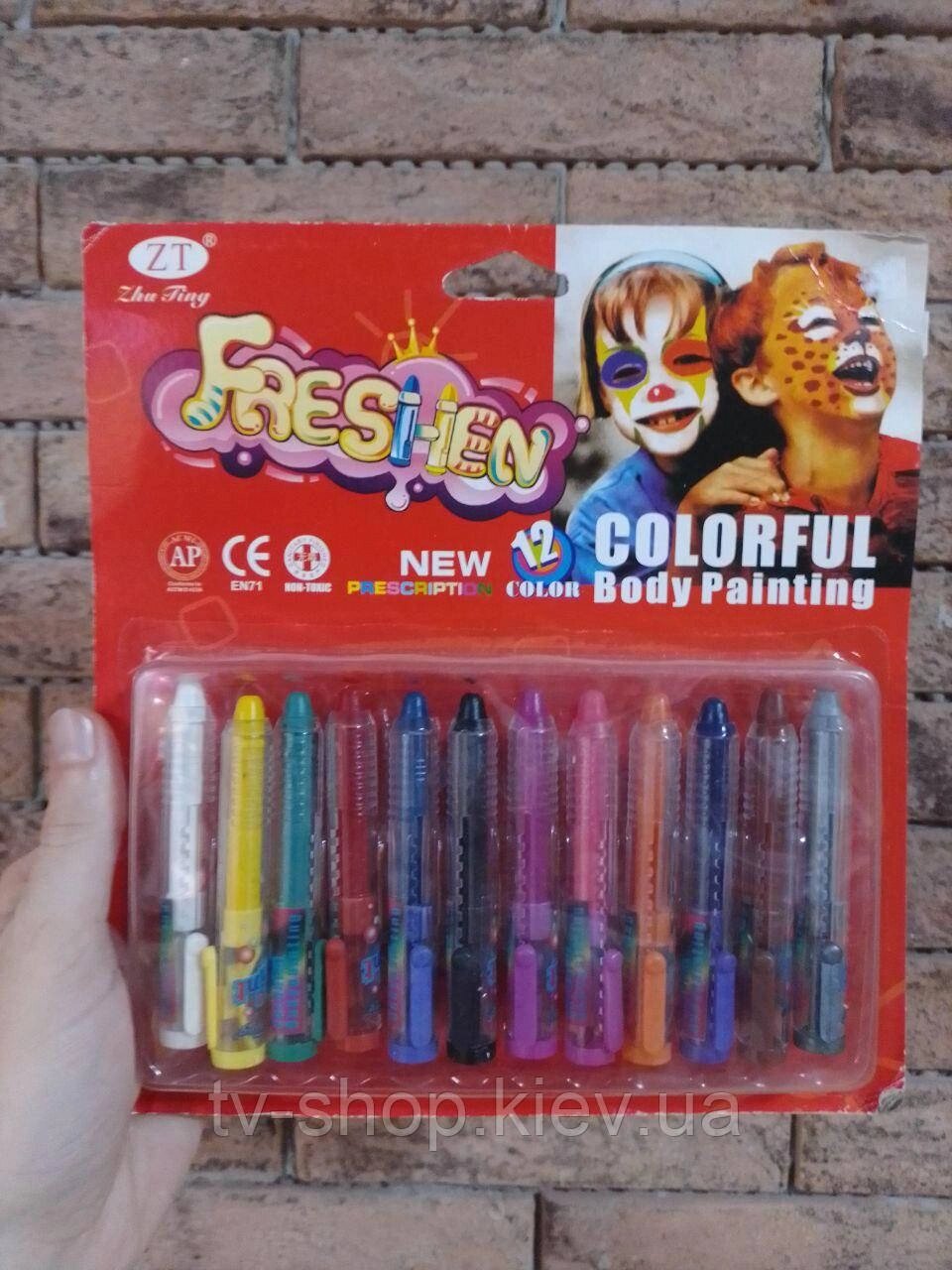 Грим карнавальний в олівці, 12 кольорів, фарби для обличчя від компанії ІНТЕРНЕТ МАГАЗИН * ТВ-ШОП * - фото 1