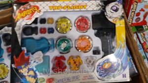 Гра Бейблейд Beyblade в наборі дзига 4шт з ручкою, гіроскопом