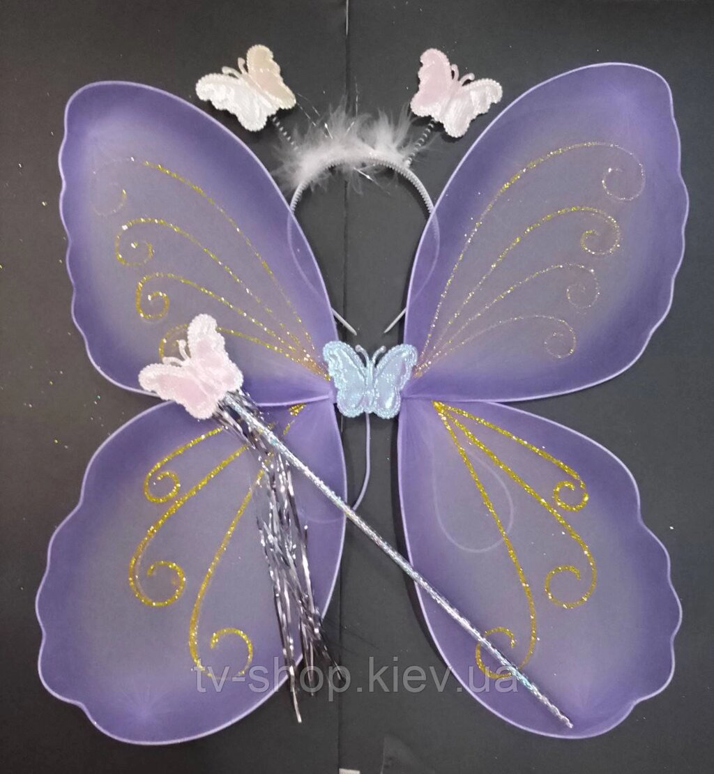 Карнавальні крила з паличкою Фея фіолетова від компанії ІНТЕРНЕТ МАГАЗИН * ТВ-ШОП * - фото 1