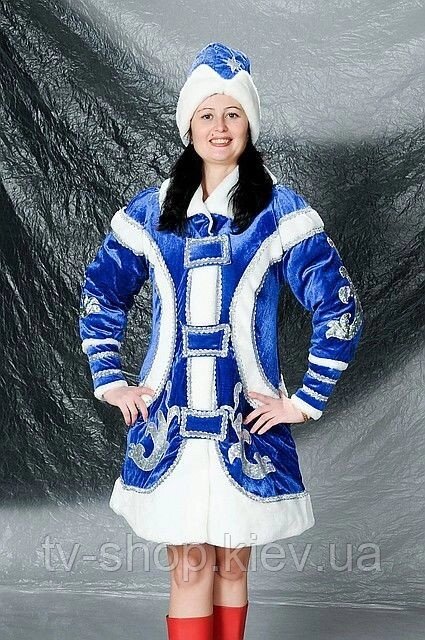 Карнавальний костюм Снігуронька (синій оксамит,білий) від компанії ІНТЕРНЕТ МАГАЗИН * ТВ-ШОП * - фото 1