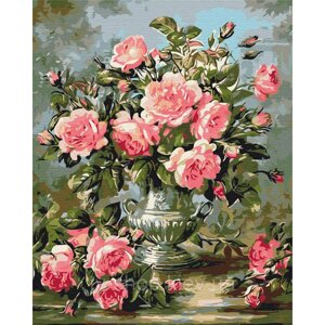 Картина за номерами "Букет півоноїдних троянд", 40х50 см