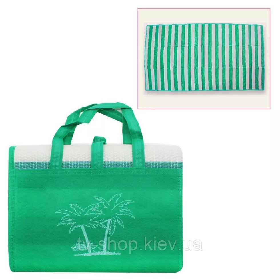 Килимок-сумка пляжний 90х180 см (синій,зелений) від компанії ІНТЕРНЕТ МАГАЗИН * ТВ-ШОП * - фото 1