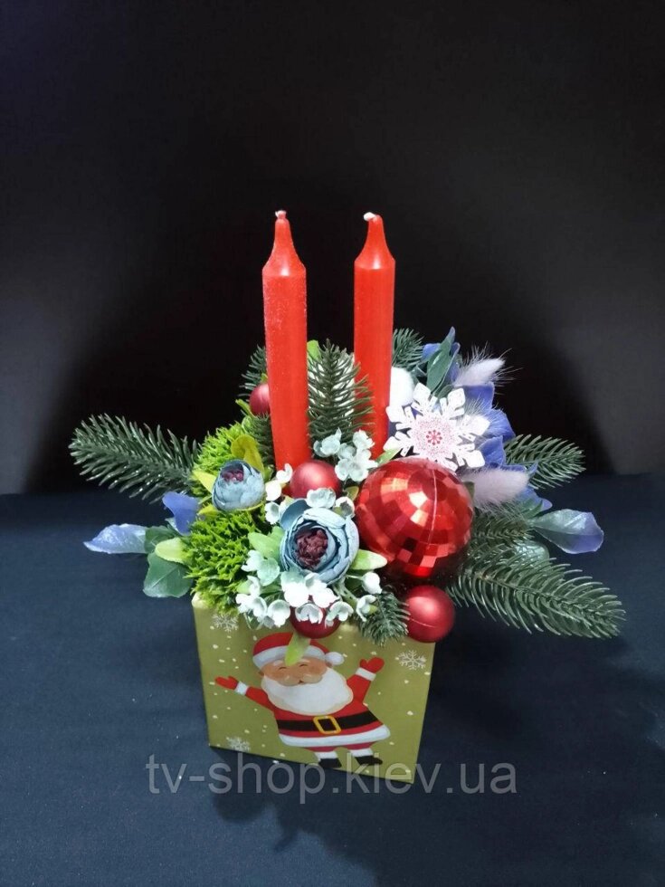 Композиція декоративна зі свічками Новий рік від компанії ІНТЕРНЕТ МАГАЗИН * ТВ-ШОП * - фото 1