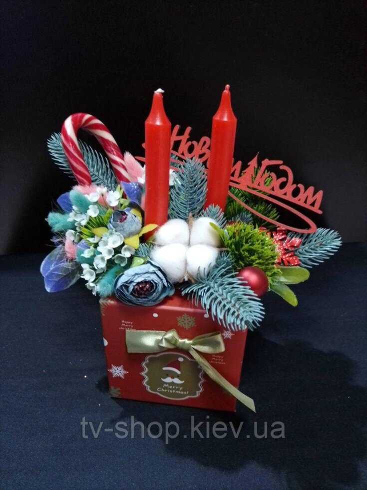 Композиція декоративна зі свічками З Новим роком від компанії ІНТЕРНЕТ МАГАЗИН * ТВ-ШОП * - фото 1