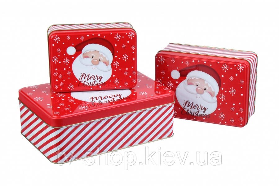 Коробка жорстка новорічна "Дід мороз", (комплект 3 шт.) від компанії ІНТЕРНЕТ МАГАЗИН * ТВ-ШОП * - фото 1
