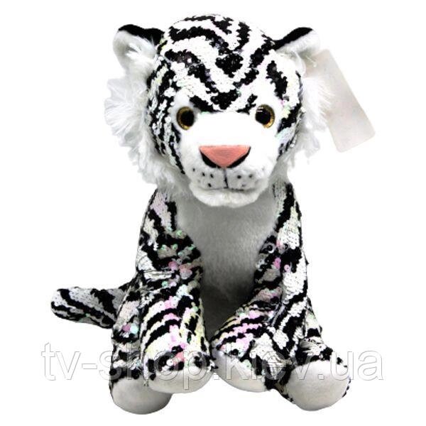 М'яка іграшка глазастик з паєтками "Білий тигр",32 см від компанії ІНТЕРНЕТ МАГАЗИН * ТВ-ШОП * - фото 1