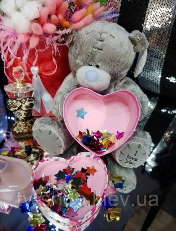 Мишко Teddy з коробочкою сердечко , 22 см від компанії ІНТЕРНЕТ МАГАЗИН * ТВ-ШОП * - фото 1