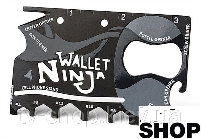 Мультитул-кредитка Ninja Wallet 18 в 1 (із загартованої сталі) від компанії ІНТЕРНЕТ МАГАЗИН * ТВ-ШОП * - фото 1