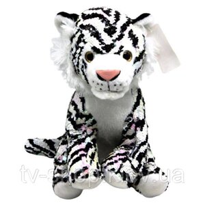 М'яка іграшка глазастик з паєтками "Білий тигр",32 см
