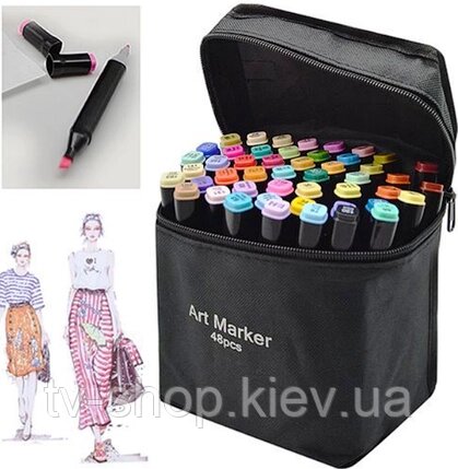 Набір двосторонніх маркерів для малювання і скетчинга 24 штуки Art Marker від компанії ІНТЕРНЕТ МАГАЗИН * ТВ-ШОП * - фото 1
