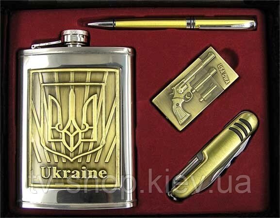 Набір подарунковий з флягою Україна (метал) від компанії ІНТЕРНЕТ МАГАЗИН * ТВ-ШОП * - фото 1