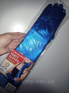 Рукавички атласні довгі (сині)