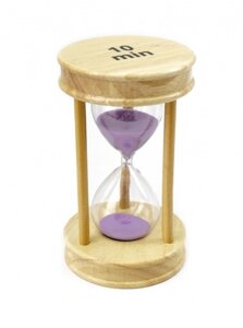 Пісочний годинник скло + легка деревина 10 хвилин бузковий пісок