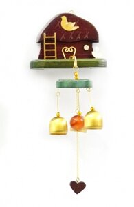 Дзвін дверного будинку з драбиною деревом + 3 бронзові дзвіночки