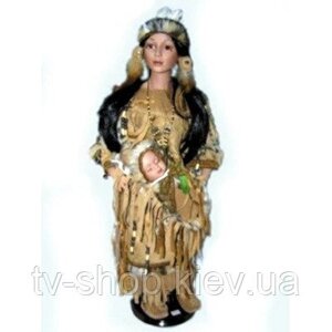 Порцелянова лялька Індіанка з дитиною (68 см)
