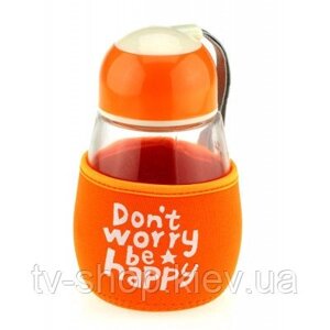 Пляшка з чохлом "don't worry, be happy",4 кольори 475 ml