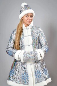 Карнавальний костюм Снігуронька срібло (лазерка)
