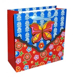 Упаковка подарунка метелик синій + червоний