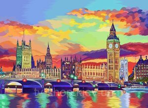 Картина за номерами "Вечір над Лондоном" , 50 x 40 см