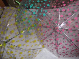 Зонт прозорий Горохи (чорний, бузковий, зелений)