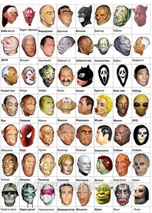 Латексні маски ( 18 видів)