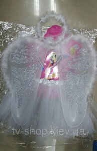 Набір рожевий Ангел крила з пухом, спідниця,німб , спідниця