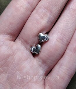Сережки гвоздики на закрутці зі срібла Серце